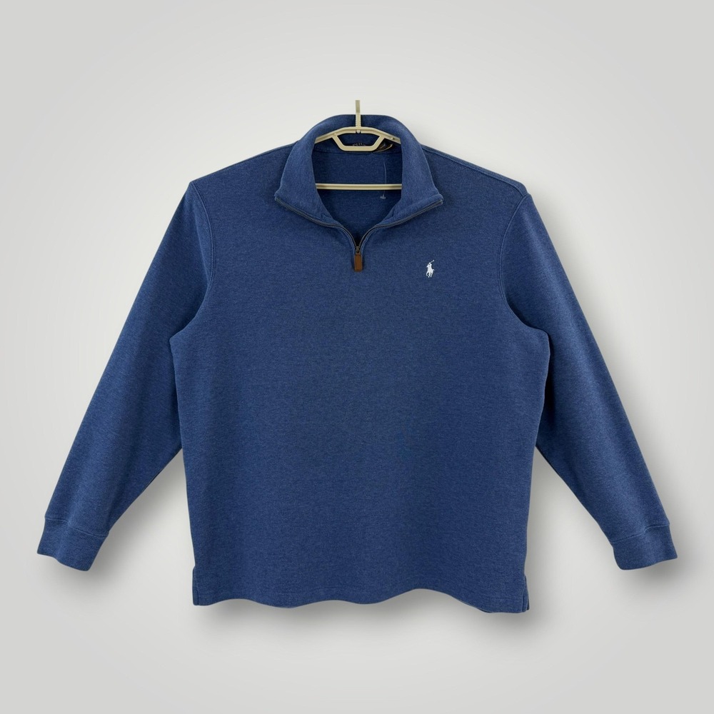 Polo Ralph Lauren Sweater Mens 2XL Blue 1/4 Zip Cotton Pullover